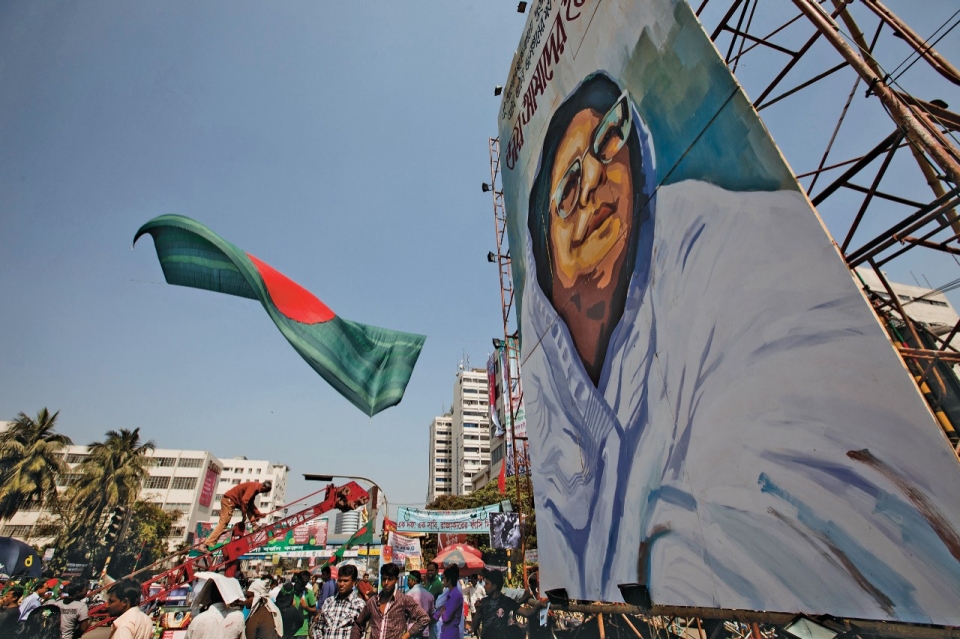 A mural of Jahanara Imam, a political activist and mother of a freedom fighter who was killed in 1971. It is the only portrait allowed in Shahbagh Squareby the protesters. ? Shahidul Alam/Drik/Majority World