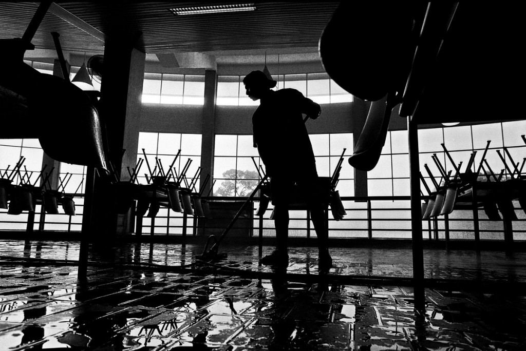 Lokman Hossain works as a cleaner, in Nanyang Technological University, in Singapore. "There are Bangladeshi girls from well to do families who study here. We hear them talk to each other in Bangla, but when we try to talk to them, they pretend they don't know the language". Part of Migrant soul project, an attempt to understand the dreams and the realities of Bangladeshi migrant people. www.migrantsoul.net ? Shahidul Alam/Drik/Majority World