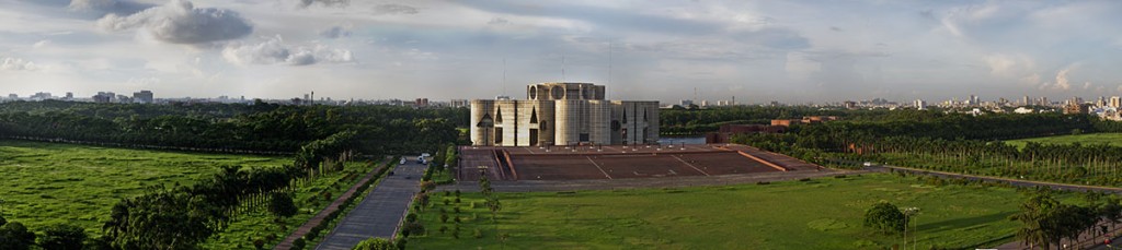 The iconic Parliament Building of Bangladesh, designed by Louis Kahn. Site of the landmark exhibition on rare and largely unseen photographs of Bangabandhu Sheikh Mujibur Rahman from the Drik archives on Rashid Talukder. Photo: Shahidul Alam/Drik/Majority World